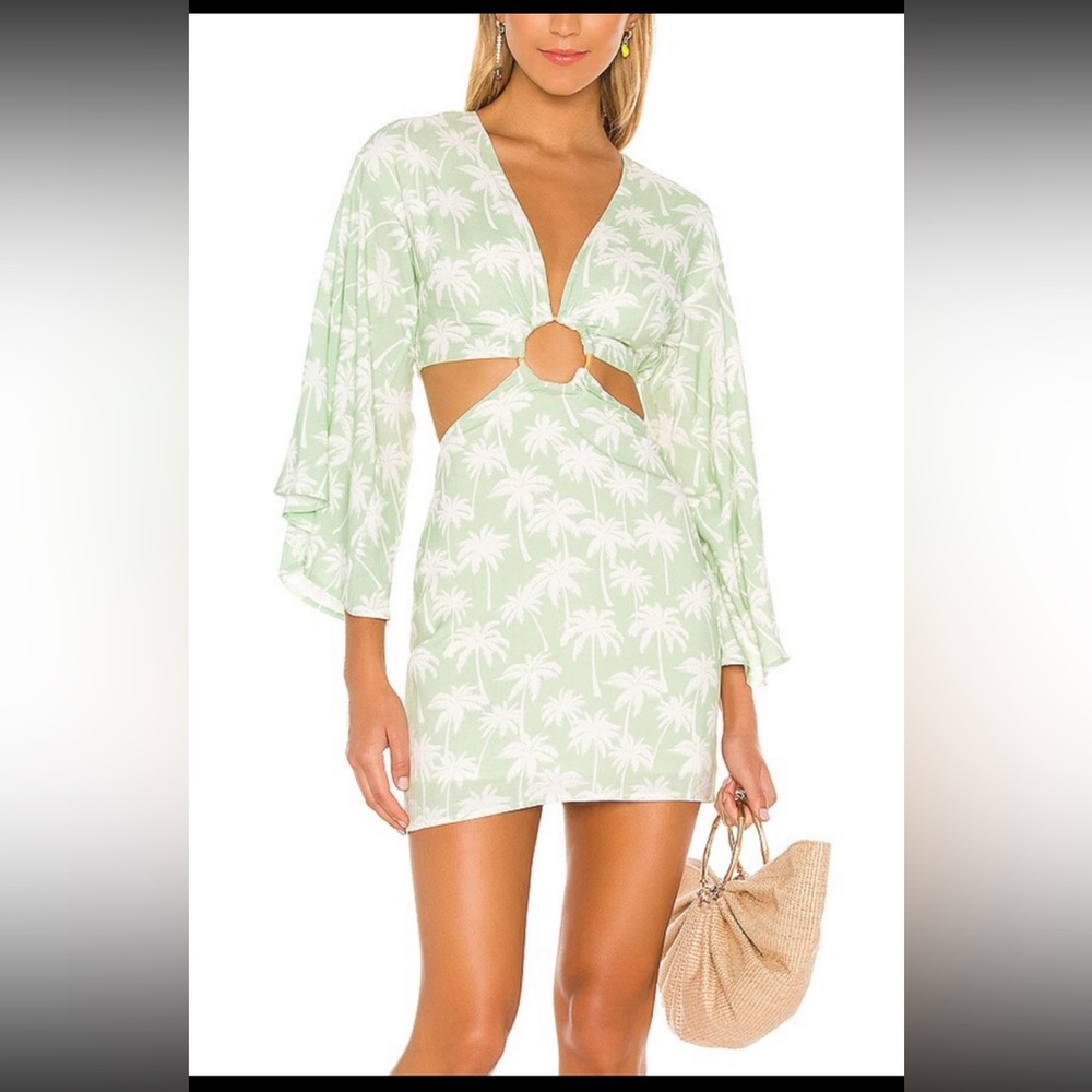 Lovers + Friends Mint Palm Print Mini Dress